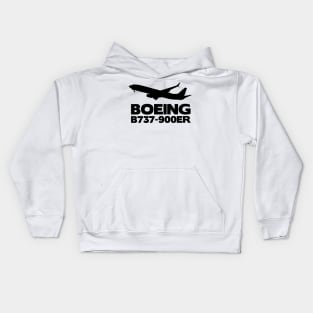 Boeing B737-900ER Silhouette Print (Black) Kids Hoodie